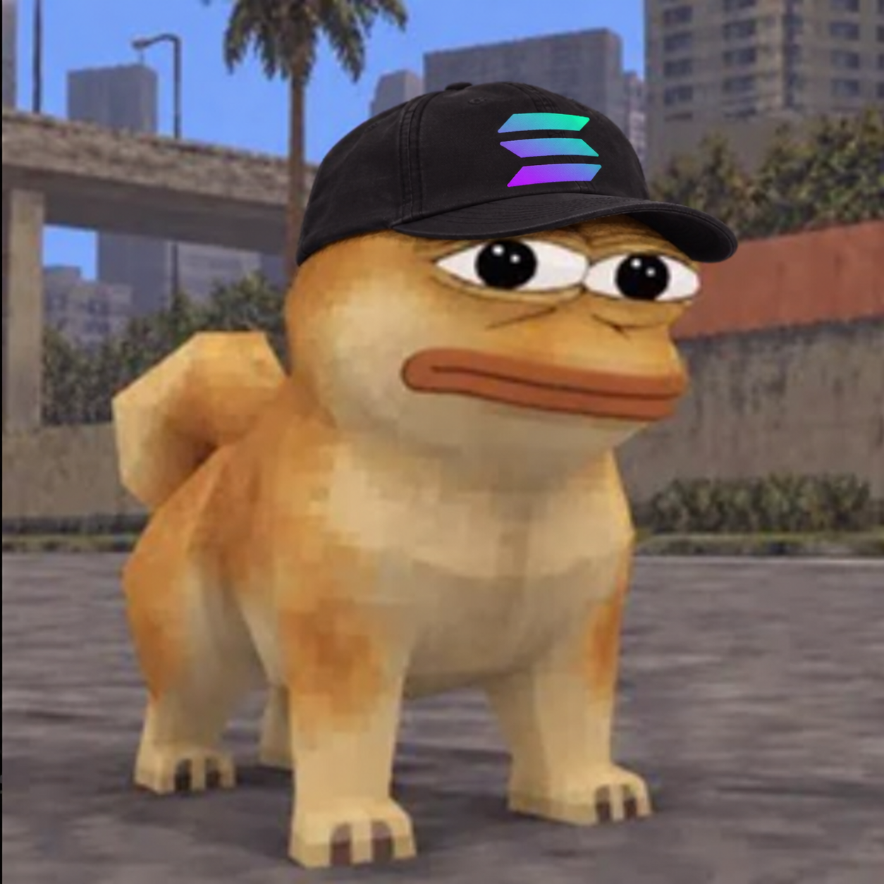 Dope Wif Sol, a golden duck wearing a black Solana cap
